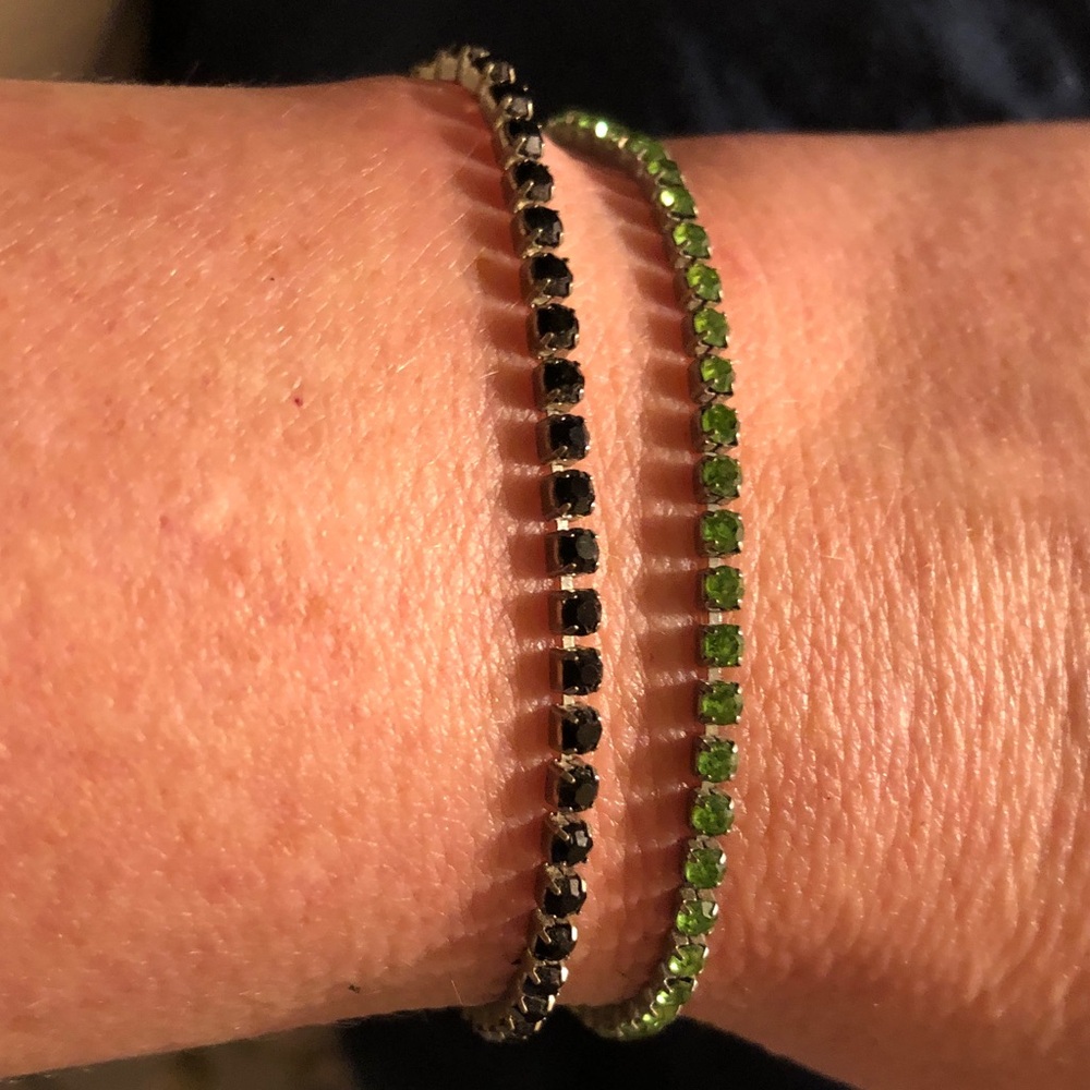 Green and Black Crystal Tennis Bracelets - Women's Jewelry